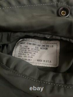 Veste de bombardier militaire Vintage Alpha Industries L-2B fabriquée aux États-Unis