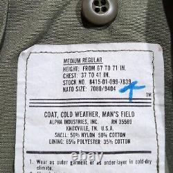 Veste de champ militaire Alpha Vintage en temps froid avec doublure camouflage verte taille M
