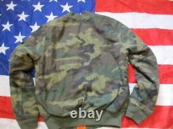 Veste de pilote bombardier MA1 ALPHA INDUSTRIES USA originale, motif camouflage woodland M81