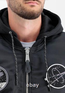 Veste de vol Alpha Industries MA1 pour homme avec capuche Dark Side reflective noire