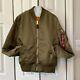 Veste De Vol Vtg Alpha-industries Ma-1 Vert/orange Bomber Militaire Usaf-taille M