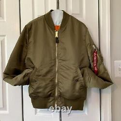 Veste de vol VTG Alpha-Industries MA-1 vert/orange Bomber militaire USAF-Taille M