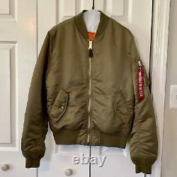 Veste de vol VTG Alpha-Industries MA-1 vert/orange Bomber militaire USAF-Taille M