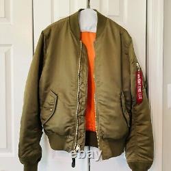 Veste de vol VTG Alpha-Industries MA-1 vert/orange Bomber militaire USAF-Taille M