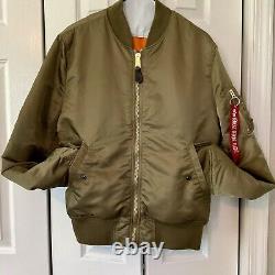 Veste de vol VTG Alpha-Industries MA-1 vert/orange Bomber militaire USAF-Taille M