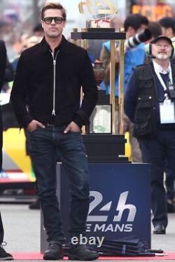 Veste en cuir suédé noir Brad Pitt pour homme Taille XS S M L XL XXL Sur mesure