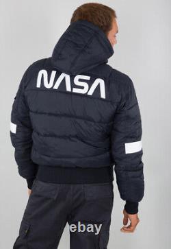Veste matelassée à capuche Alpha Industries FD NASA pour hommes en marine