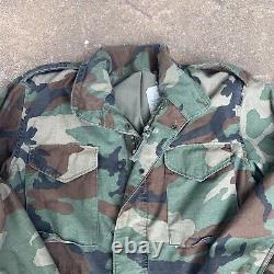 Veste militaire vintage Alpha Industries M65 pour homme, camouflage, terrain froid, capuche, taille M