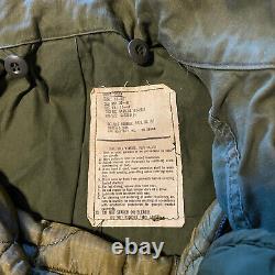 Vtg 70's Us Army Green Cold Weather Field Coat Jacket M-65 Og-107 Avec Liner Medium